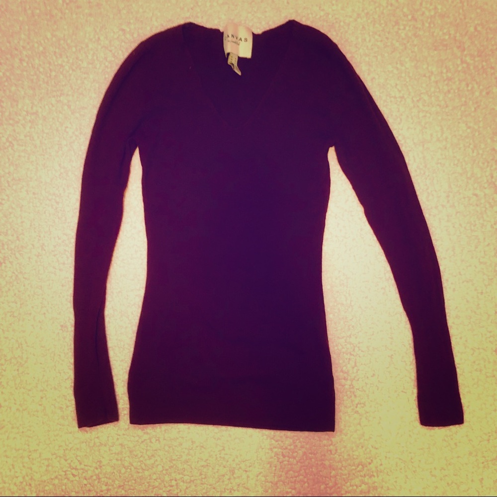 Canvas by Land’s End V Neck Plum Sweater